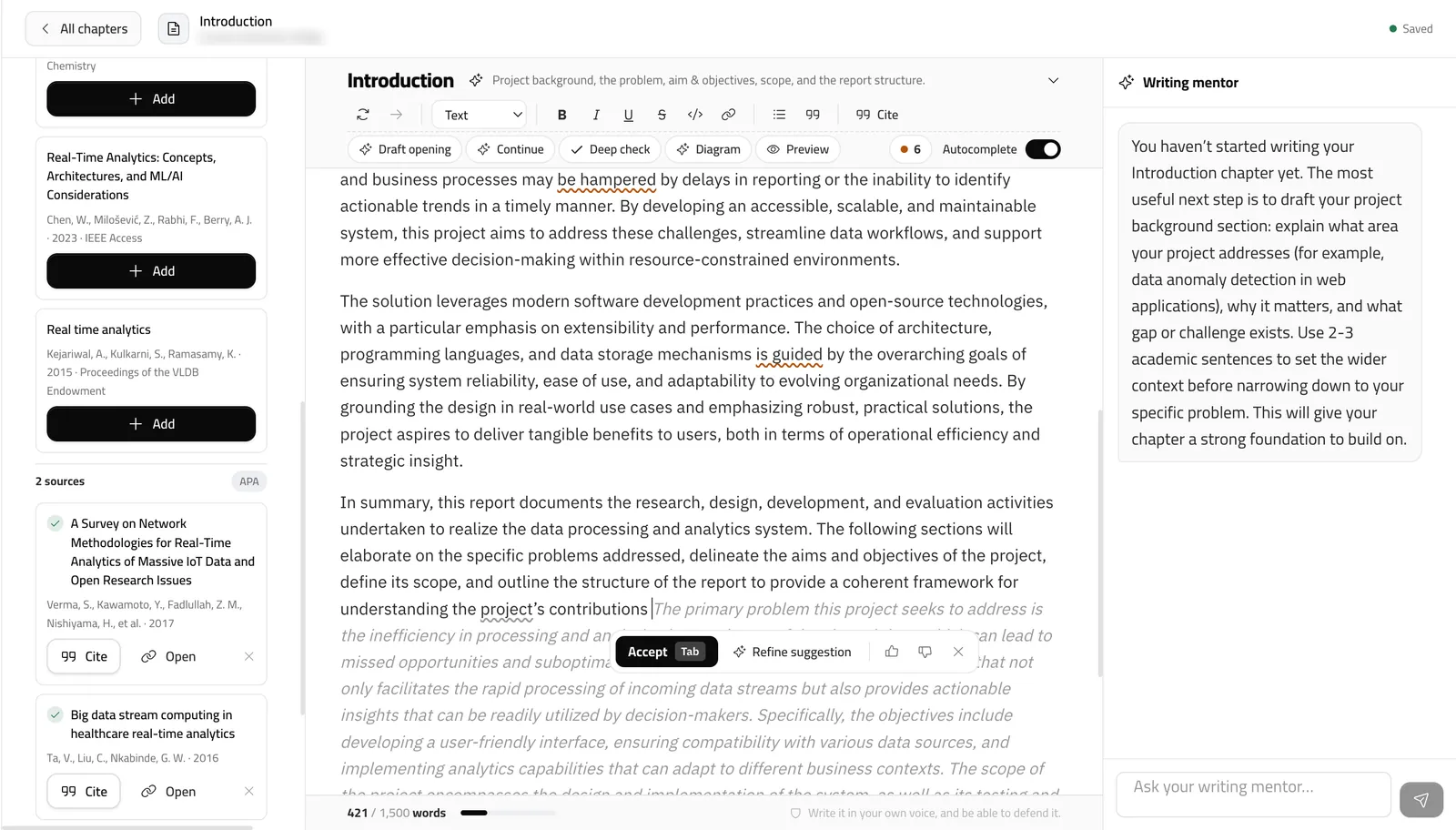 Write your report chapter by chapter, without the confusion